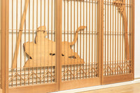 勇ましく凛々しさのある竹虎を描いた木地色の欄間・書院セット EZ1730 在庫5枚1組