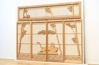 勇ましく凛々しさのある竹虎を描いた木地色の欄間・書院セット EZ1730 在庫5枚1組