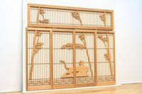 勇ましく凛々しさのある竹虎を描いた木地色の欄間・書院セット EZ1730 在庫5枚1組