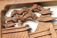 感慨深い情景を細やかに表現した深彫り彫刻欄間 EZ1851ab 在庫(a:1 b:1)枚