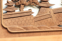 感慨深い情景を細やかに表現した深彫り彫刻欄間 EZ1851ab 在庫(a:1 b:1)枚