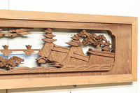 感慨深い情景を細やかに表現した深彫り彫刻欄間 EZ1851ab 在庫(a:1 b:1)枚