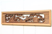 感慨深い情景を細やかに表現した深彫り彫刻欄間 EZ1851ab 在庫(a:1 b:1)枚