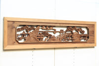 感慨深い情景を細やかに表現した深彫り彫刻欄間 EZ1851ab 在庫(a:1 b:1)枚