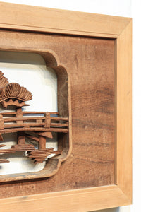 感慨深い情景を細やかに表現した深彫り彫刻欄間 EZ1851ab 在庫(a:1 b:1)枚