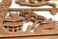 感慨深い情景を細やかに表現した深彫り彫刻欄間 EZ1851ab 在庫(a:1 b:1)枚