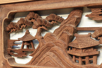 感慨深い情景を細やかに表現した深彫り彫刻欄間 EZ1851ab 在庫(a:1 b:1)枚