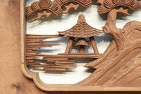 感慨深い情景を細やかに表現した深彫り彫刻欄間 EZ1851ab 在庫(a:1 b:1)枚