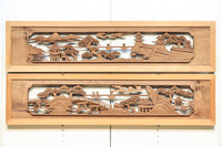 感慨深い情景を細やかに表現した深彫り彫刻欄間 EZ1851ab 在庫(a:1 b:1)枚