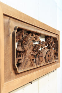 感慨深い情景を細やかに表現した深彫り彫刻欄間 EZ1851ab 在庫(a:1 b:1)枚