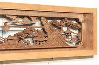 感慨深い情景を細やかに表現した深彫り彫刻欄間 EZ1851ab 在庫(a:1 b:1)枚