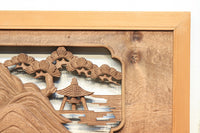 感慨深い情景を細やかに表現した深彫り彫刻欄間 EZ1851ab 在庫(a:1 b:1)枚