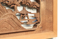 感慨深い情景を細やかに表現した深彫り彫刻欄間 EZ1851ab 在庫(a:1 b:1)枚