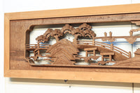 感慨深い情景を細やかに表現した深彫り彫刻欄間 EZ1851ab 在庫(a:1 b:1)枚