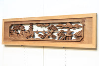 感慨深い情景を細やかに表現した深彫り彫刻欄間 EZ1851ab 在庫(a:1 b:1)枚