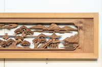 感慨深い情景を細やかに表現した深彫り彫刻欄間 EZ1851ab 在庫(a:1 b:1)枚