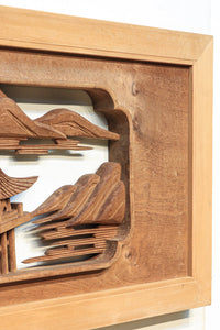 感慨深い情景を細やかに表現した深彫り彫刻欄間 EZ1851ab 在庫(a:1 b:1)枚