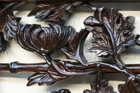 菊の花を艶やかに美しく描いた彫刻欄間 EZ1964 在庫1枚