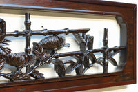 菊の花を艶やかに美しく描いた彫刻欄間 EZ1964 在庫1枚