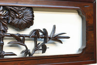 菊の花を艶やかに美しく描いた彫刻欄間 EZ1964 在庫1枚