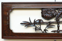 菊の花を艶やかに美しく描いた彫刻欄間 EZ1964 在庫1枚