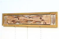 左右の葉型の霞装飾が流木板を引き立てる欄間 EZ1989 在庫1枚