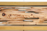 左右の葉型の霞装飾が流木板を引き立てる欄間 EZ1989 在庫1枚