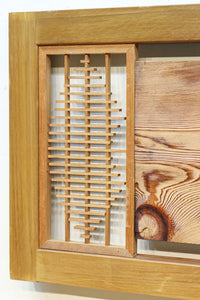 左右の葉型の霞装飾が流木板を引き立てる欄間 EZ1989 在庫1枚