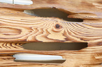 左右の葉型の霞装飾が流木板を引き立てる欄間 EZ1989 在庫1枚