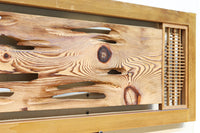 左右の葉型の霞装飾が流木板を引き立てる欄間 EZ1989 在庫1枚