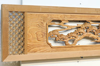 幅2145ミリ!! 七宝柄を添えた格調の高い長尺彫刻欄間 EZ2078ab 在庫(a:1 b:1)枚