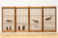 鯉が優雅に漂う眺めが魅力のスリガラス入り書院セット EZ2107 在庫4枚1組