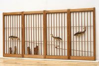 鯉が優雅に漂う眺めが魅力のスリガラス入り書院セット EZ2107 在庫4枚1組