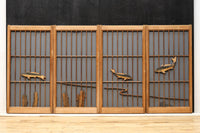 鯉が優雅に漂う眺めが魅力のスリガラス入り書院セット EZ2107 在庫4枚1組