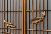 鯉が優雅に漂う眺めが魅力のスリガラス入り書院セット EZ2107 在庫4枚1組