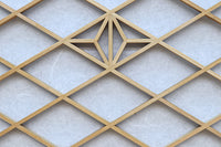 菱格子に浮かぶ組子が趣きあるワーロン入り中型欄間 EZ2155b 在庫1枚