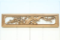 縁起物の花木を立体的にみせる深彫り彫刻欄間 EZ2182 在庫1枚