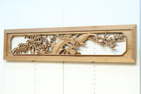 縁起物の花木を立体的にみせる深彫り彫刻欄間 EZ2182 在庫1枚