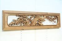 縁起物の花木を立体的にみせる深彫り彫刻欄間 EZ2182 在庫1枚