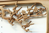 縁起物の花木を立体的にみせる深彫り彫刻欄間 EZ2182 在庫1枚