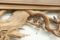 縁起物の花木を立体的にみせる深彫り彫刻欄間 EZ2182 在庫1枚