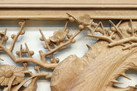 縁起物の花木を立体的にみせる深彫り彫刻欄間 EZ2182 在庫1枚