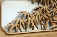 縁起物の花木を立体的にみせる深彫り彫刻欄間 EZ2182 在庫1枚