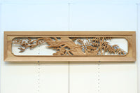 縁起物の花木を立体的にみせる深彫り彫刻欄間 EZ2182 在庫1枚