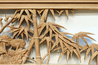 縁起物の花木を立体的にみせる深彫り彫刻欄間 EZ2182 在庫1枚