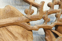 縁起物の花木を立体的にみせる深彫り彫刻欄間 EZ2182 在庫1枚