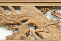 縁起物の花木を立体的にみせる深彫り彫刻欄間 EZ2182 在庫1枚