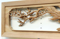 縁起物の花木を立体的にみせる深彫り彫刻欄間 EZ2182 在庫1枚