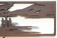 山間に鳥居が静かに佇む風景の透かし欄間素材 EZ2321 在庫1枚