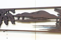 山間に鳥居が静かに佇む風景の透かし欄間素材 EZ2321 在庫1枚